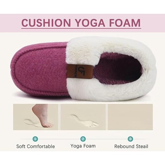 COFACE Womens Warm House Slippers Fuzzy Moccasin Pink slippers NWT Size 8 - Picture 4 of 10